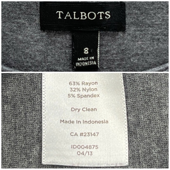 TALBOTS Sheath Dress Long Sleeve Zipper Shoulder Pintuck Gray 8 ID004875 - Picture 6 of 13